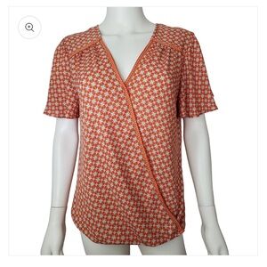 Max Studio Orange Flutter Sleeve Wrap Blouse